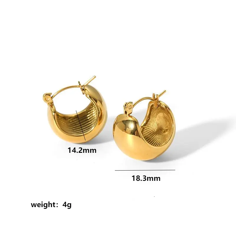 1 Pair Minimalist Trendy Style Glossy Ball Shape Stainless Steel 18K Gold Plated Women's Hoop Earrings Decor For Daily Outfits h5 Picture2